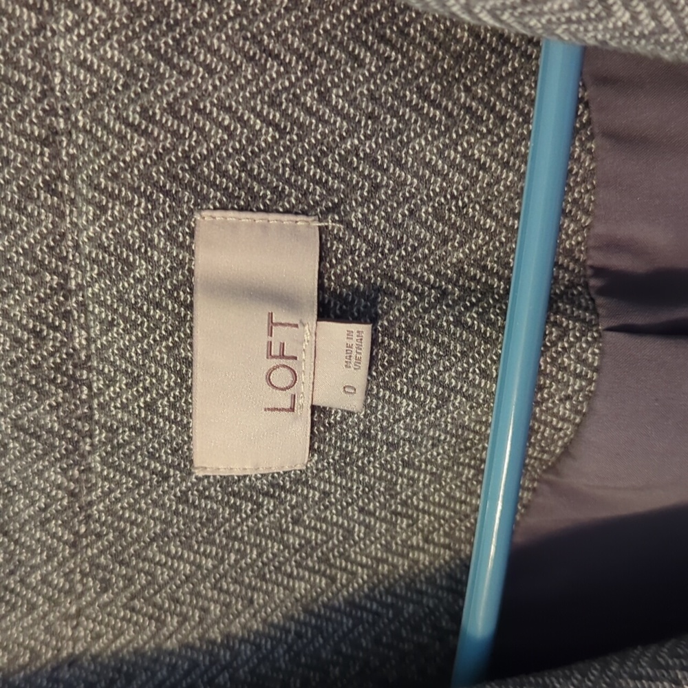 Loft | Gray Herringbone Patterned Blazer - image 2